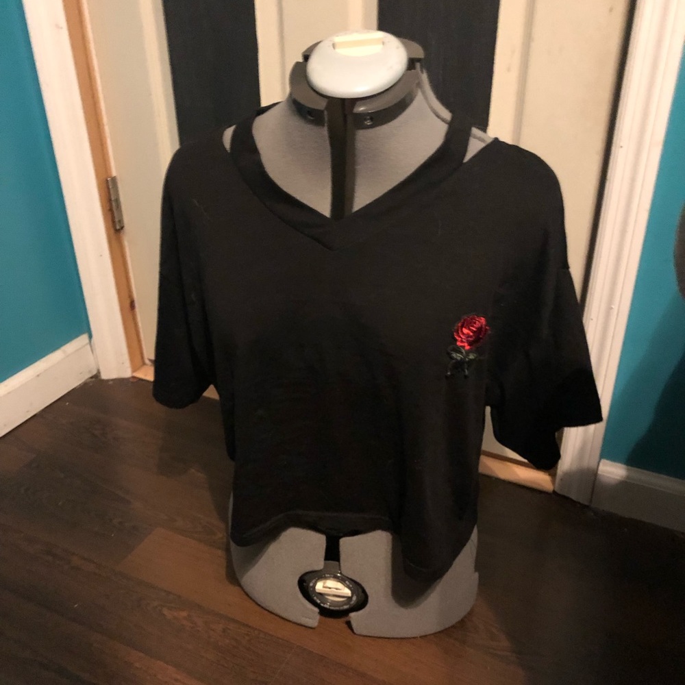 Embroidered Rose Top